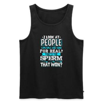 For Real That Was the Sperm That Won Quote Design - Men's Premium Organic Tank Top - black - Front - AI Model Male 178 light (178cm)