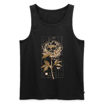 Imprimé en pivoine en fleur d’or - Débardeur bio Premium Homme - noir - Devant - Michal (187cm)