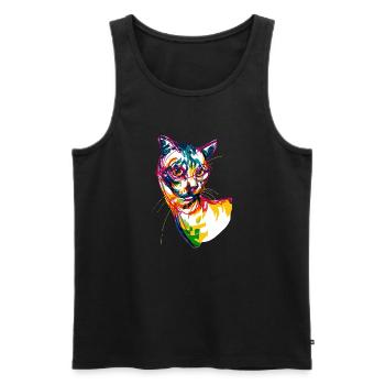 Neon Cat - Men's Premium Organic Tank Top - black - Front - AI Model Male 178 light (178cm)