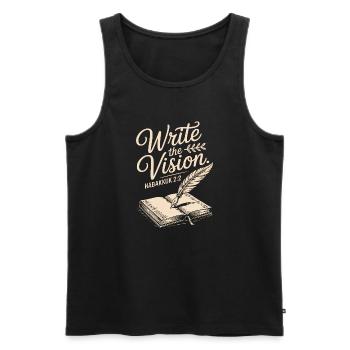 Schreib die Vision-Bibelverse-Feder - Männer Premium Bio Tank Top - Schwarz - Vorne - AI Model Male 178 light (178cm)
