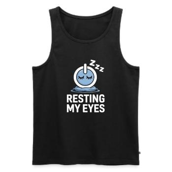Resting My Eyes Schlafende Augen - Men's Premium Organic Tank Top - black - Front - AI Model Male 178 light (178cm)