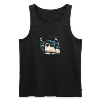 Maman siamoise aux pattes en cœur bleu - Débardeur bio Premium Homme - noir - Devant - Michal (187cm)