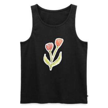 Wasserfarbene Tulpe - Männer Premium Bio Tank Top - Schwarz - Vorne - Michal (187cm)