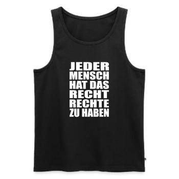 Jeder Mensch hat das Recht Rechte zu haben - Männer Premium Bio Tank Top - Schwarz - Vorne - Michal (187cm)