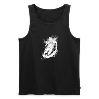 Vintage Astronaut in Unendlichkeit - Männer Premium Bio Tank Top - Schwarz - Vorne - Michal (187cm)