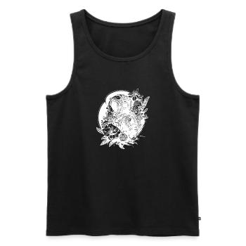 Astronaute avec des fleurs au clair de lune - Débardeur bio Premium Homme - noir - Devant - Michal (187cm)