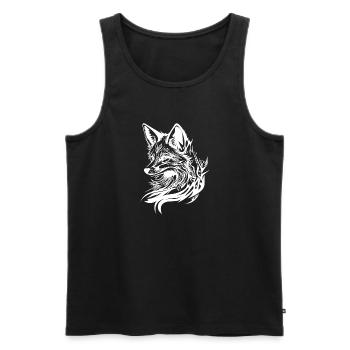 Elegant cute fox in tattoo ink - Men's Premium Organic Tank Top - black - Front - Michal (187cm)