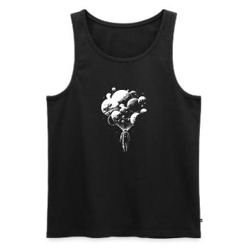 Astronaute à l’infini avec des ballons planétaires - Débardeur bio Premium Homme - noir - Devant - Michal (187cm)