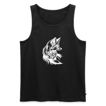 Little Cute Fox Portrait Tattoo Ink - Men's Premium Organic Tank Top - black - Front - AI Model Male 178 light (178cm)
