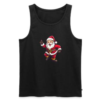 Santa Claus Drabbing with beard and hat - Men's Premium Organic Tank Top - black - Front - AI Model Male 178 light (178cm)