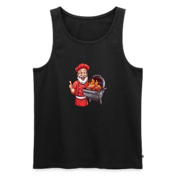 Fire Magic BBQ Santa Claus with Beard and Embers - Men's Premium Organic Tank Top - black - Front - AI Model Male 178 light (178cm)
