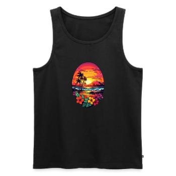 Palmen Hawaii Surfen Ozean Surfbrett Design - Männer Premium Bio Tank Top - Schwarz - Vorne - AI Model Male 178 light (178cm)