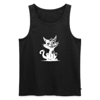 Naughty Pet Cat Grinning Cat Domestic Cat - Men's Premium Organic Tank Top - black - Front - AI Model Male 178 light (178cm)