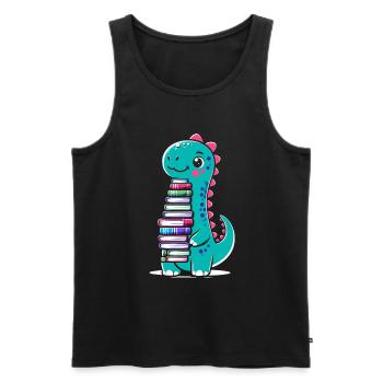 Dinosaurier Buch Lesebücher Bücherwurm Bibliophiler - Männer Premium Bio Tank Top - Schwarz - Vorne - AI Model Male 178 light (178cm)