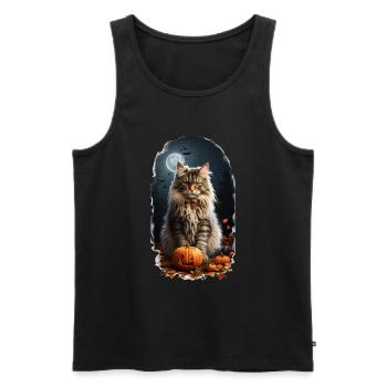 Chat des forêts norvégiennes Halloween - Débardeur bio Premium Homme - noir - Devant - Michal (187cm)