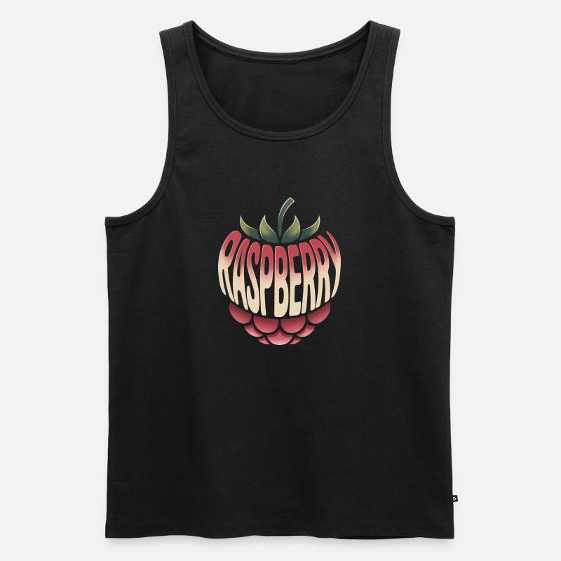 Raspberry - Cool Fruit Logo - Men's Premium Organic Tank Top - black