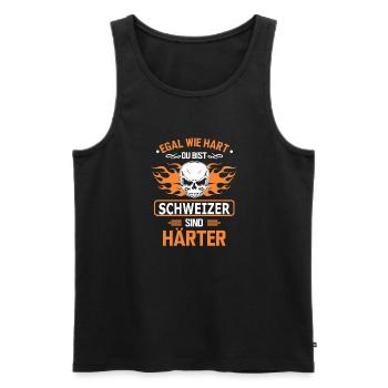 SCHWEIZER - Männer Premium Bio Tank Top - Schwarz - Vorne - Michal (187cm)