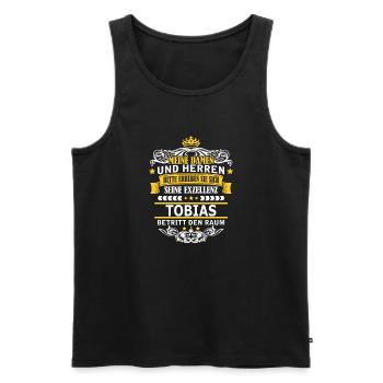 TOBIAS - Männer Premium Bio Tank Top - Schwarz - Vorne - AI Model Male 178 light (178cm)