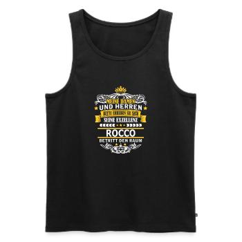 ROCCO - Männer Premium Bio Tank Top - Schwarz - Vorne - Michal (187cm)