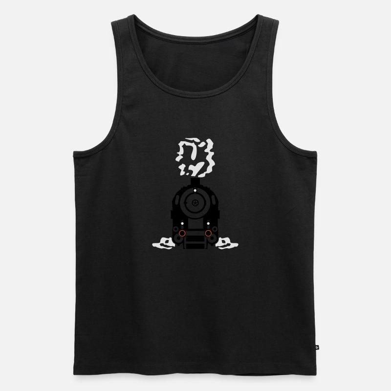 Dampflok Rauch Dampf Qualm - Männer Premium Bio Tank Top - Schwarz