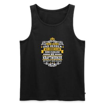 KRAFTWERKER - Männer Premium Bio Tank Top - Schwarz - Vorne - AI Model Male 178 light (178cm)