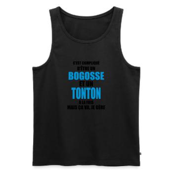 c'est compliqué d'être un bogosse et un tonton - Débardeur bio Premium Homme - noir - Devant - Michal (187cm)