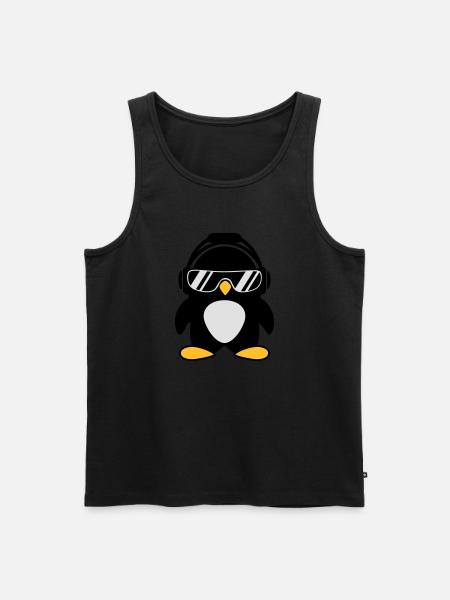 Pinguin mit Kopfhörer - Männer Premium Bio Tank Top - Schwarz