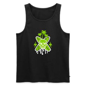 Surfing (Skull & Palms) - Men's Premium Organic Tank Top - black - Front - AI Model Male 178 light (178cm)