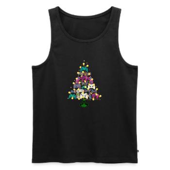 Joueur d’arbre de Noël - Débardeur bio Premium Homme - noir - Devant - Michal (187cm)