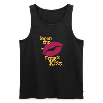 french kiss quote humor kisses - Men's Premium Organic Tank Top - black - Front - Michal (187cm)
