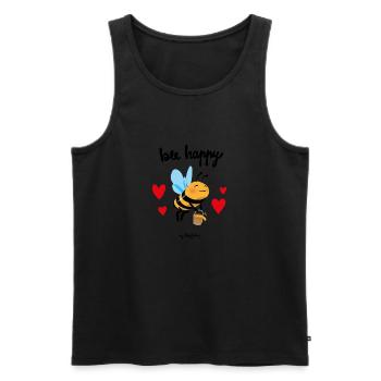 Bee happy black - Männer Premium Bio Tank Top - Schwarz - Vorne - AI Model Male 178 light (178cm)