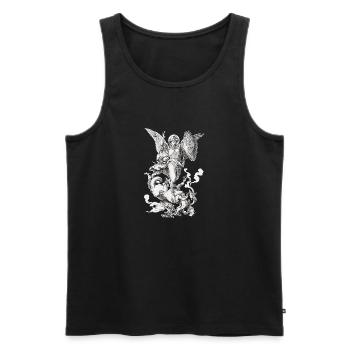 Erzengel Sankt Michael bekämpft den Drachen - Männer Premium Bio Tank Top - Schwarz - Vorne - Michal (187cm)
