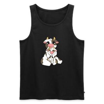 Kuh Familie Umarmen - Männer Premium Bio Tank Top - Schwarz - Vorne - AI Model Male 178 light (178cm)