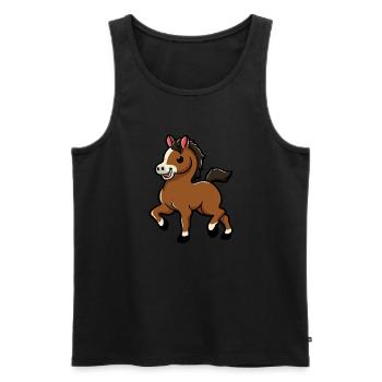 | douces chevaux | de bébé cheval Poulain - Débardeur bio Premium Homme - noir - Devant - AI Model Male 178 light (178cm)