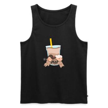 Deux Filles Avec Bubble Tea Mignon - Débardeur bio Premium Homme - noir - Devant - AI Model Male 178 light (178cm)