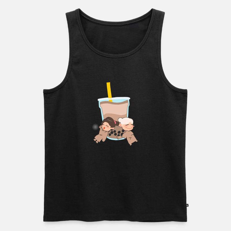 Deux Filles Avec Bubble Tea Mignon - Débardeur bio Premium Homme - noir