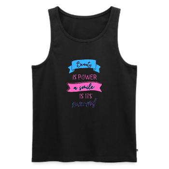 Beauty Is Power A Smile Is Its Sword - Men's Premium Organic Tank Top - black - Front - AI Model Male 178 light (178cm)