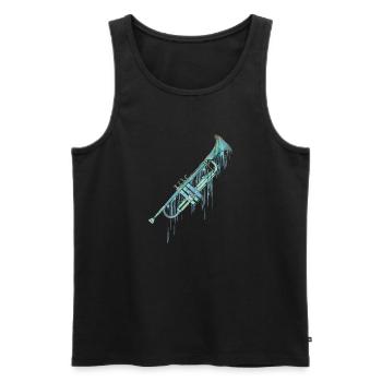 trumpet watercolor - Men's Premium Organic Tank Top - black - Front - Michal (187cm)