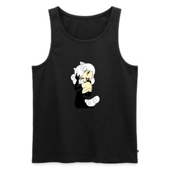 Tshirt Dark Gothic Elegant Cyber Girl Blonde 2022 - Men's Premium Organic Tank Top - black - Front - AI Model Male 178 light (178cm)