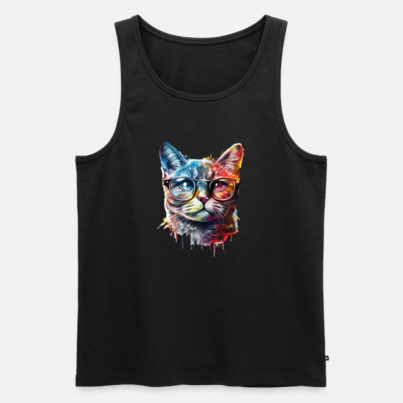 Süße bunte Katze - Männer Premium Bio Tank Top - Schwarz