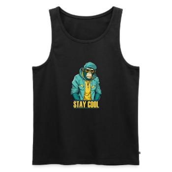 Cool Monkey Stay Cool - Men's Premium Organic Tank Top - black - Front - Michal (187cm)