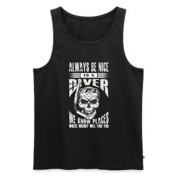 Snorkeling Skull Be Nice To a Diver - Débardeur bio Premium Homme - noir - Devant - Michal (187cm)