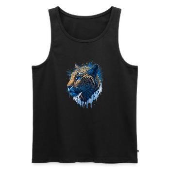 Leopard Raubkatze Illustration - Männer Premium Bio Tank Top - Schwarz - Vorne - AI Model Male 178 light (178cm)