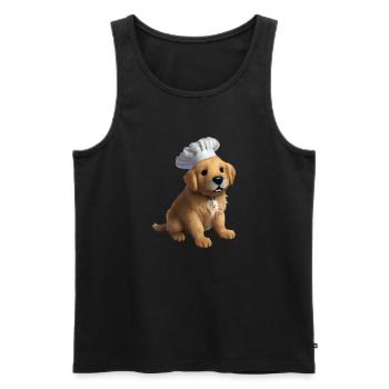Golden Retriever Puppy Cooking Dogs Gastronom - Débardeur bio Premium Homme - noir - Devant - Michal (187cm)