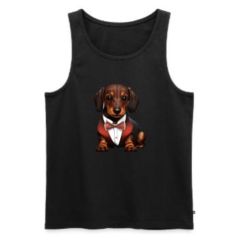 Dachshund mit Anzug Hunde Hund Dackelwelpe - Männer Premium Bio Tank Top - Schwarz - Vorne - AI Model Male 178 light (178cm)