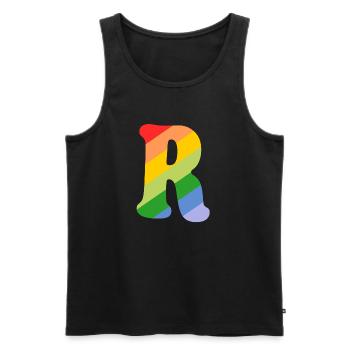 Letter R rainbow - Men's Premium Organic Tank Top - black - Front - AI Model Male 178 light (178cm)
