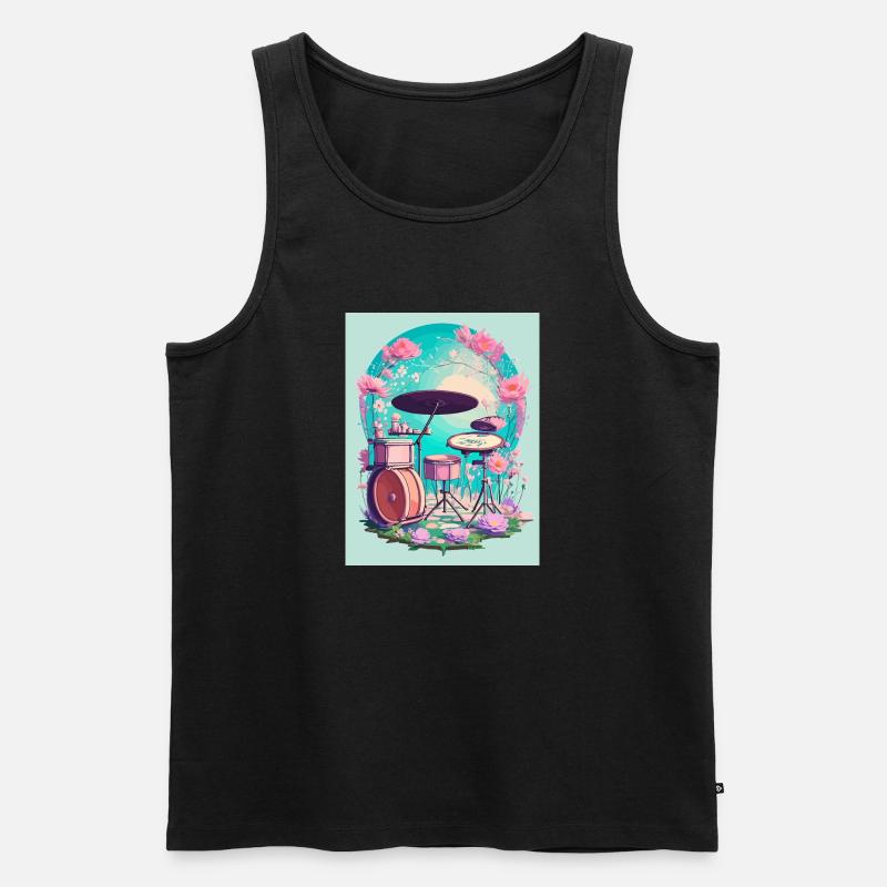 Perkussion in Blumen - Männer Premium Bio Tank Top - Schwarz