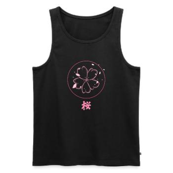 Fleur de cerisier - Débardeur bio Premium Homme - noir - Devant - Michal (187cm)