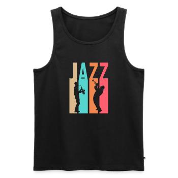 Deux saxophonistes - Musique Jazz - Débardeur bio Premium Homme - noir - Devant - AI Model Male 178 light (178cm)