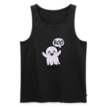 Spooky Cute Kawaii Ghost Design – Boo - Men's Premium Organic Tank Top - black - Front - AI Model Male 178 light (178cm)